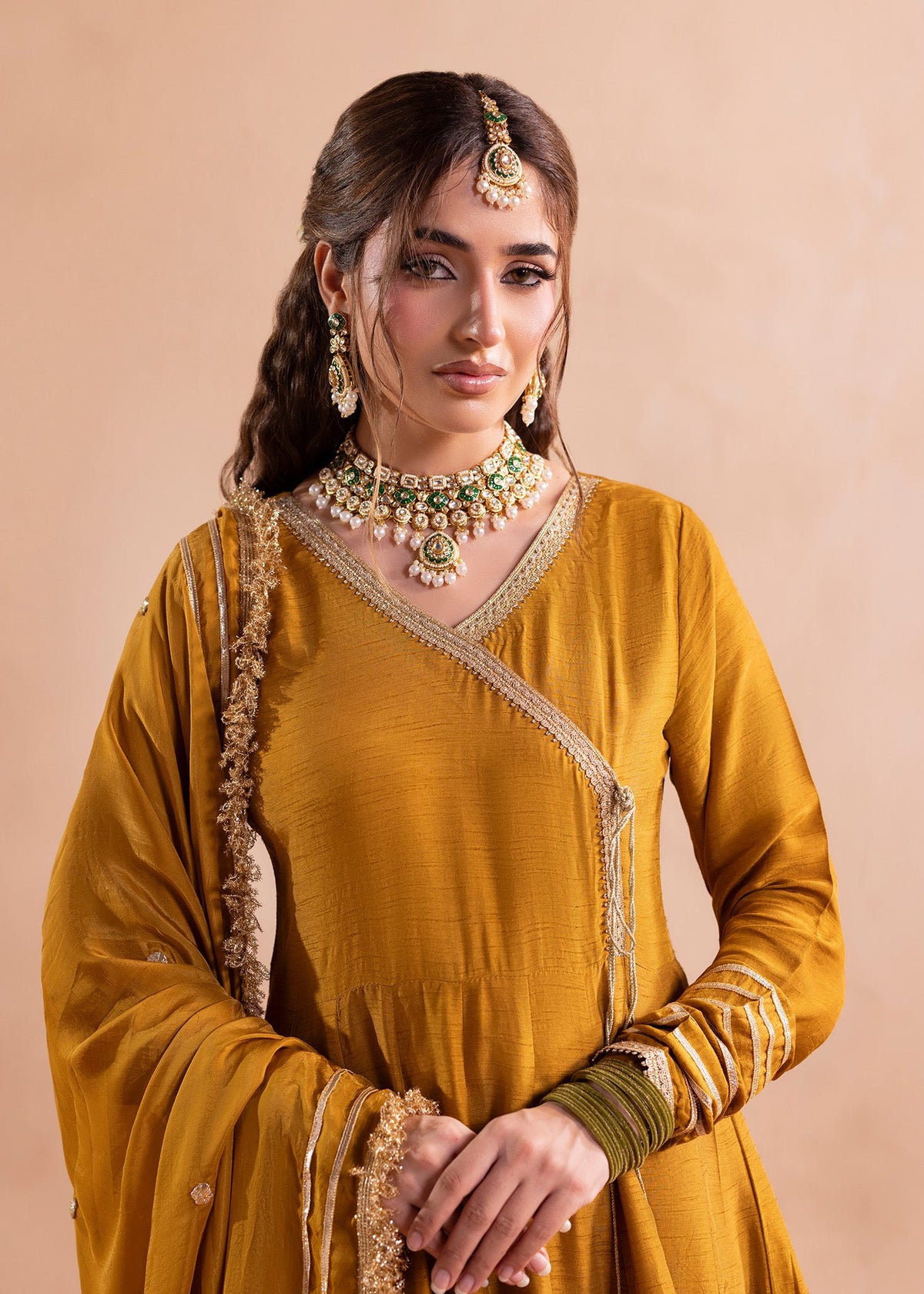 Pakistani Designer Mustard Raw Silk Salwar Kameez Online in KSA Riyadh Saudi Arabia Oman Bahrain Qatar