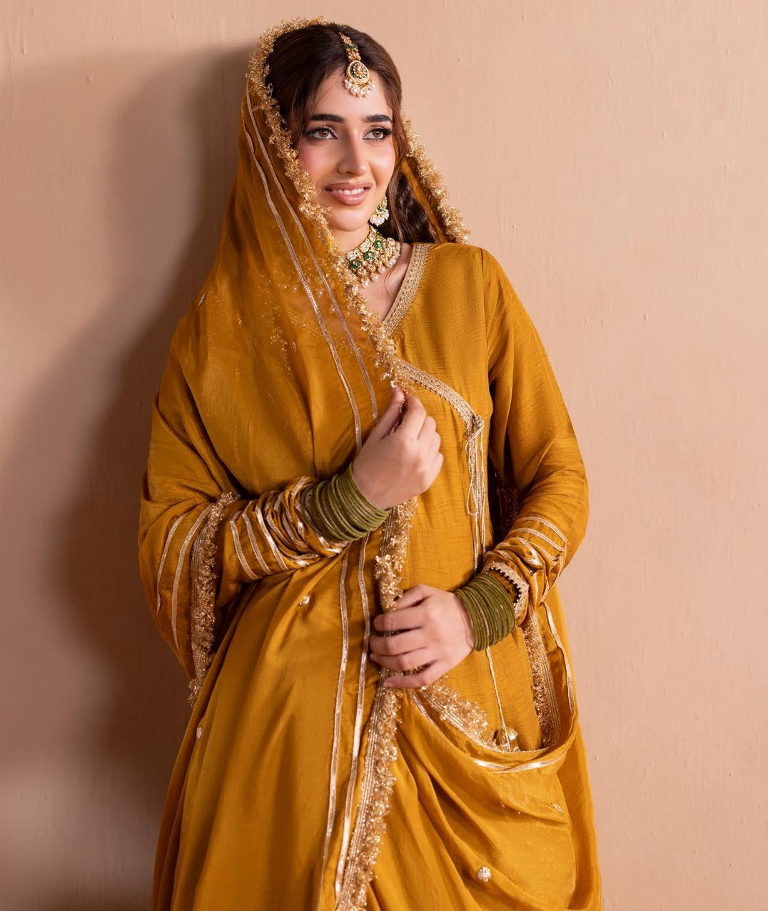 Pakistani Designer Mustard Silk Festive Maxi Online in KSA Riyadh Saudi Arabia Oman Bahrain Qatar