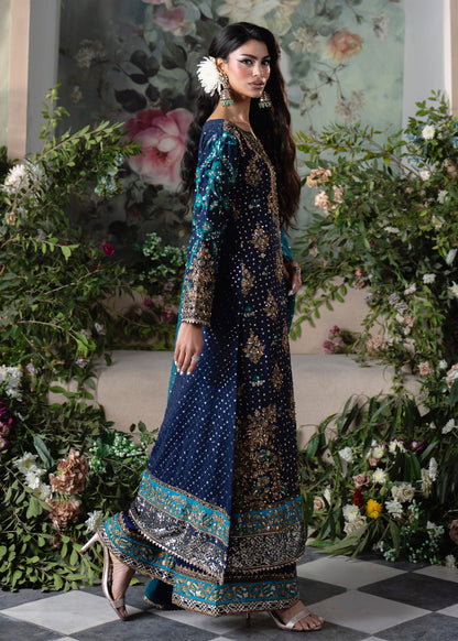 Pakistani Designer Navy Blue Chiffon Suit Online in UK USA Canada