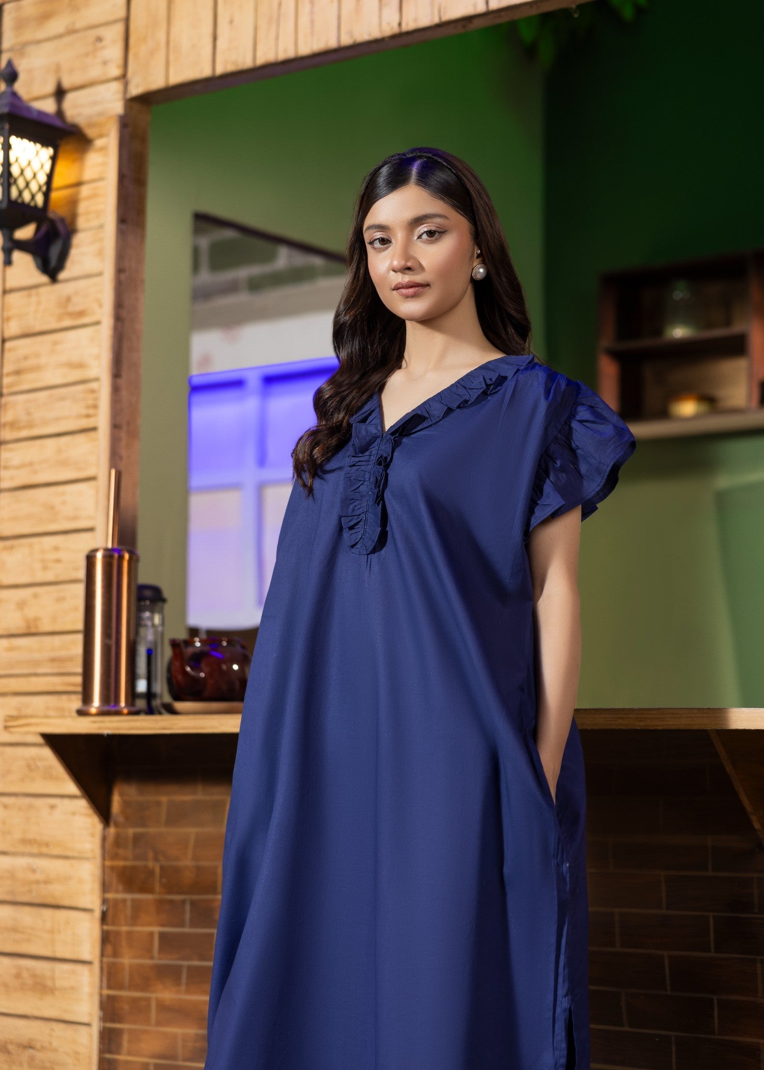 Pakistani Designer Navy Blue Cotton Suit Online in KSA Riyadh Saudi Arabia Oman Bahrain Qatar