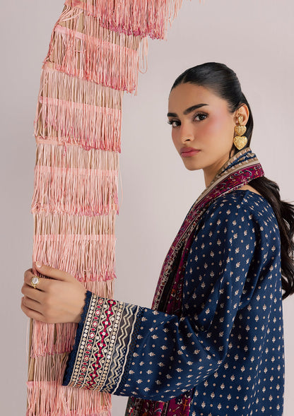 Pakistani Designer Navy Blue Lawn Suit Online in KSA Riyadh Saudi Arabia Oman Bahrain Qatar