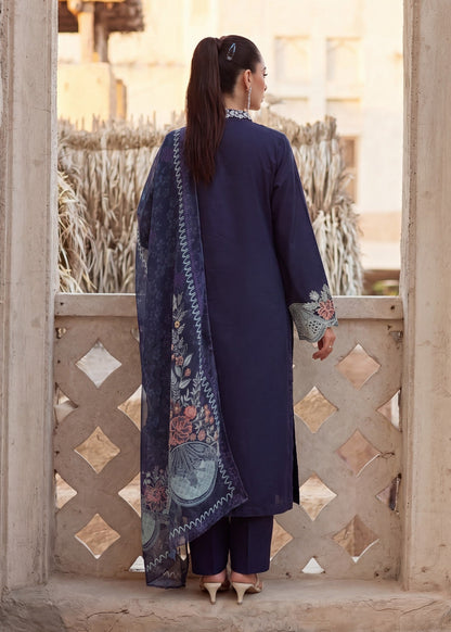 Pakistani Designer Navy Blue Lawn Suit Online in KSA Riyadh Saudi Arabia Oman Bahrain Qatar
