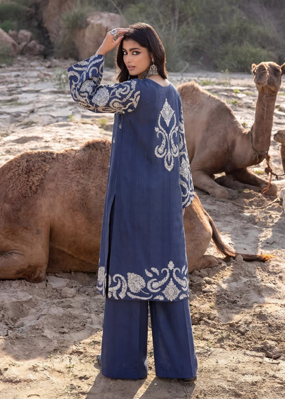Pakistani Designer Navy Blue Lawn Suit Online in KSA Riyadh Saudi Arabia Oman Bahrain Qatar