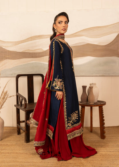 Pakistani Designer Navy Blue Sharara Gharara Online in KSA Riyadh Saudi Arabia Oman Bahrain Qatar