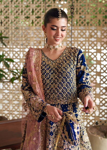 Pakistani Designer Navy Net Embroidered Salwar Kameez Online in KSA Riyadh Saudi Arabia Oman Bahrain Qatar