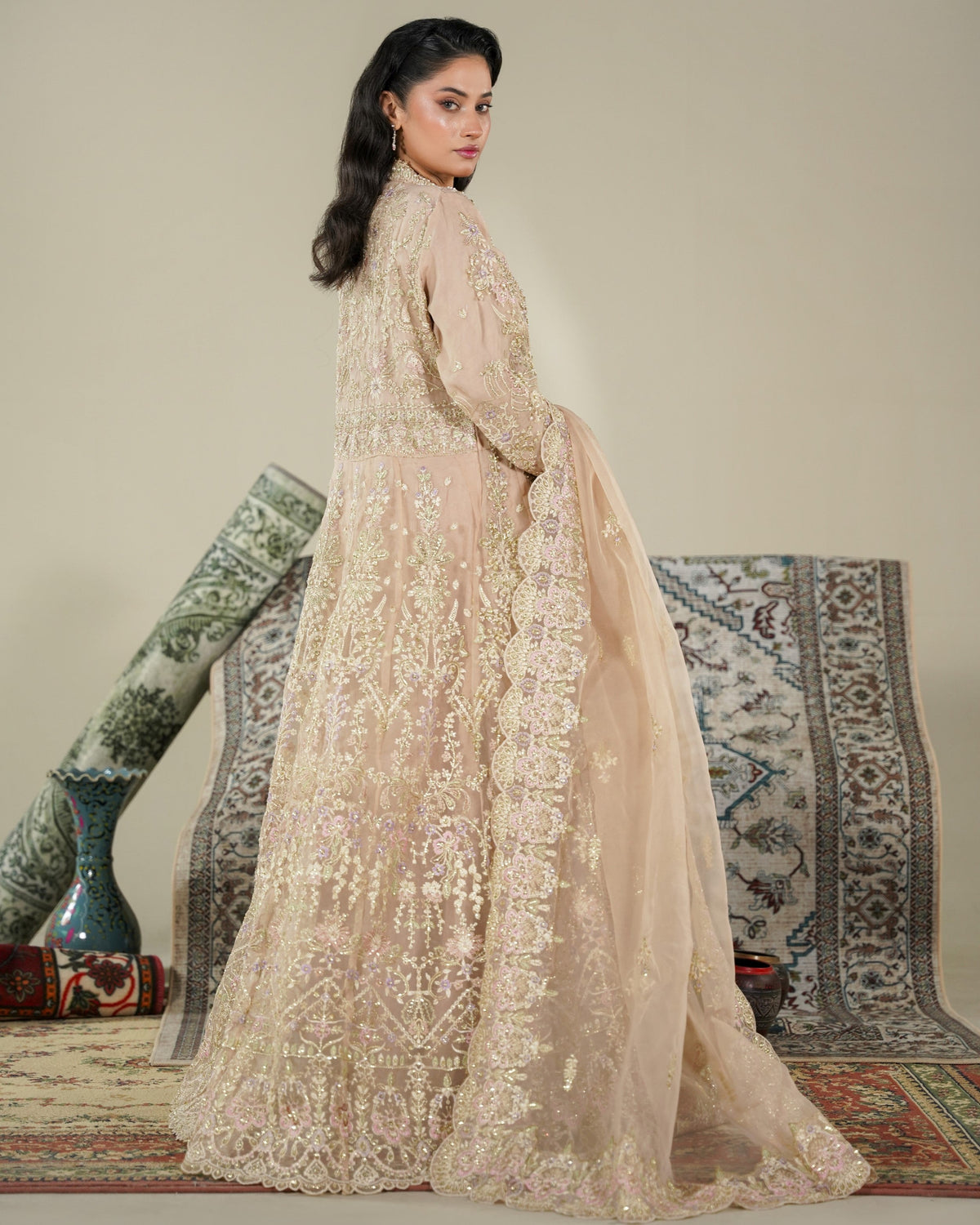 Pakistani Designer Net Maxi Dress Online in KSA Riyadh Saudi Arabia Oman Bahrain Qatar
