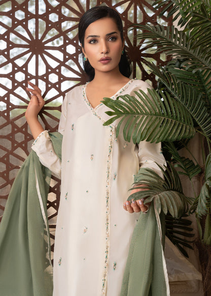 Pakistani Designer Off-White Angrakha Salwar Kameez Online in KSA Riyadh Saudi Arabia Oman Bahrain Qatar