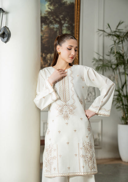 Pakistani Designer Off-White Cotton Salwar Kameez Online in KSA Riyadh Saudi Arabia Oman Bahrain Qatar