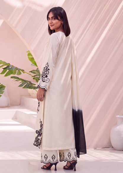 Pakistani Designer Off-White Dhanak Shalwar Kameez Online in KSA Riyadh Saudi Arabia Oman Bahrain Qatar