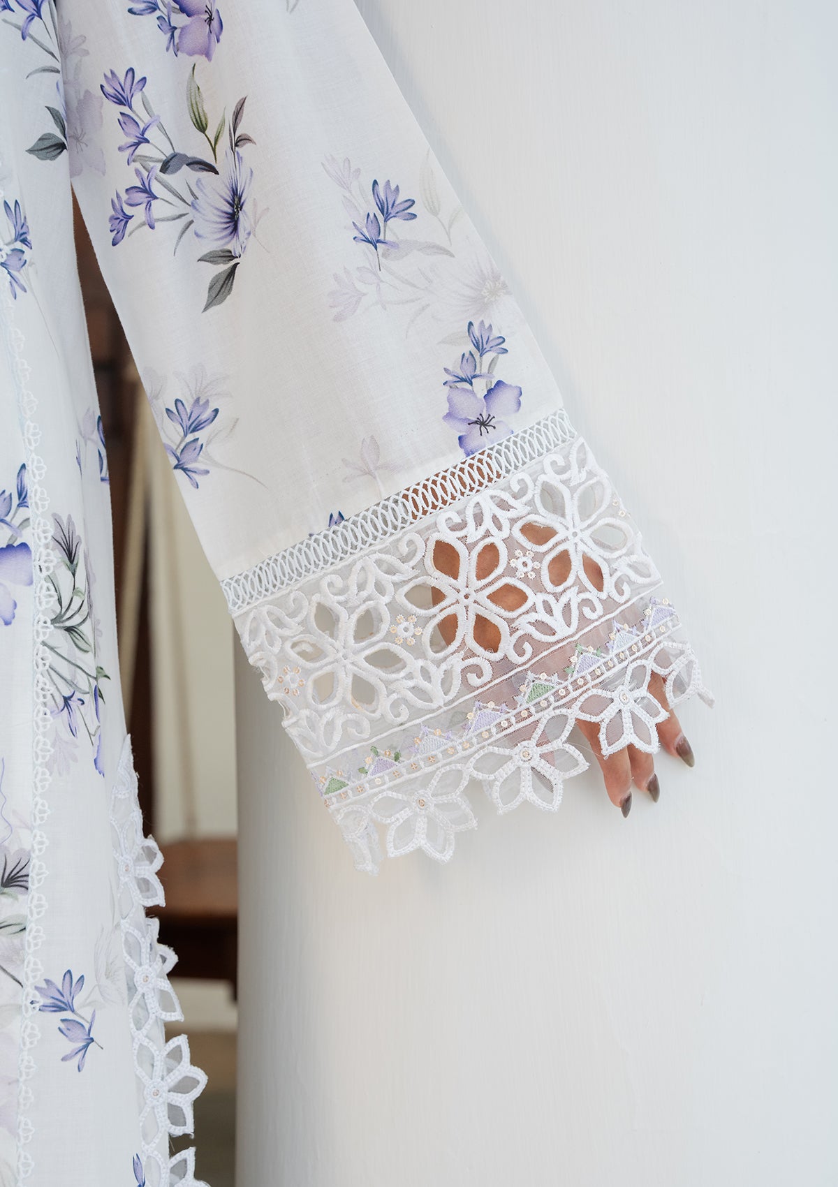 Pakistani Designer Off-White Embroidered Lawn Suit Online in UK USA Canada