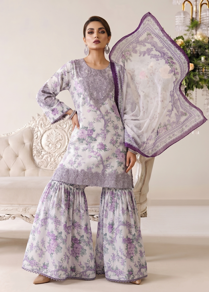 Pakistani Designer Off White Lawn Salwar Kameez Online in KSA Riyadh Saudi Arabia Oman Bahrain Qatar