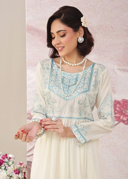 Pakistani Designer Off-White Lawn Suit Online in KSA Riyadh Saudi Arabia Oman Bahrain Qatar