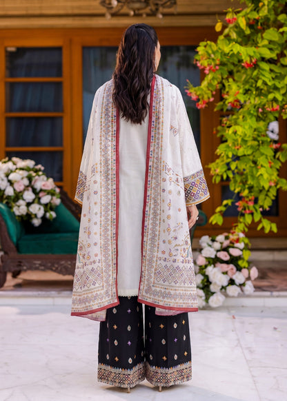 Pakistani Designer Off-White Lawn Suit Online in KSA Riyadh Saudi Arabia Oman Bahrain Qatar