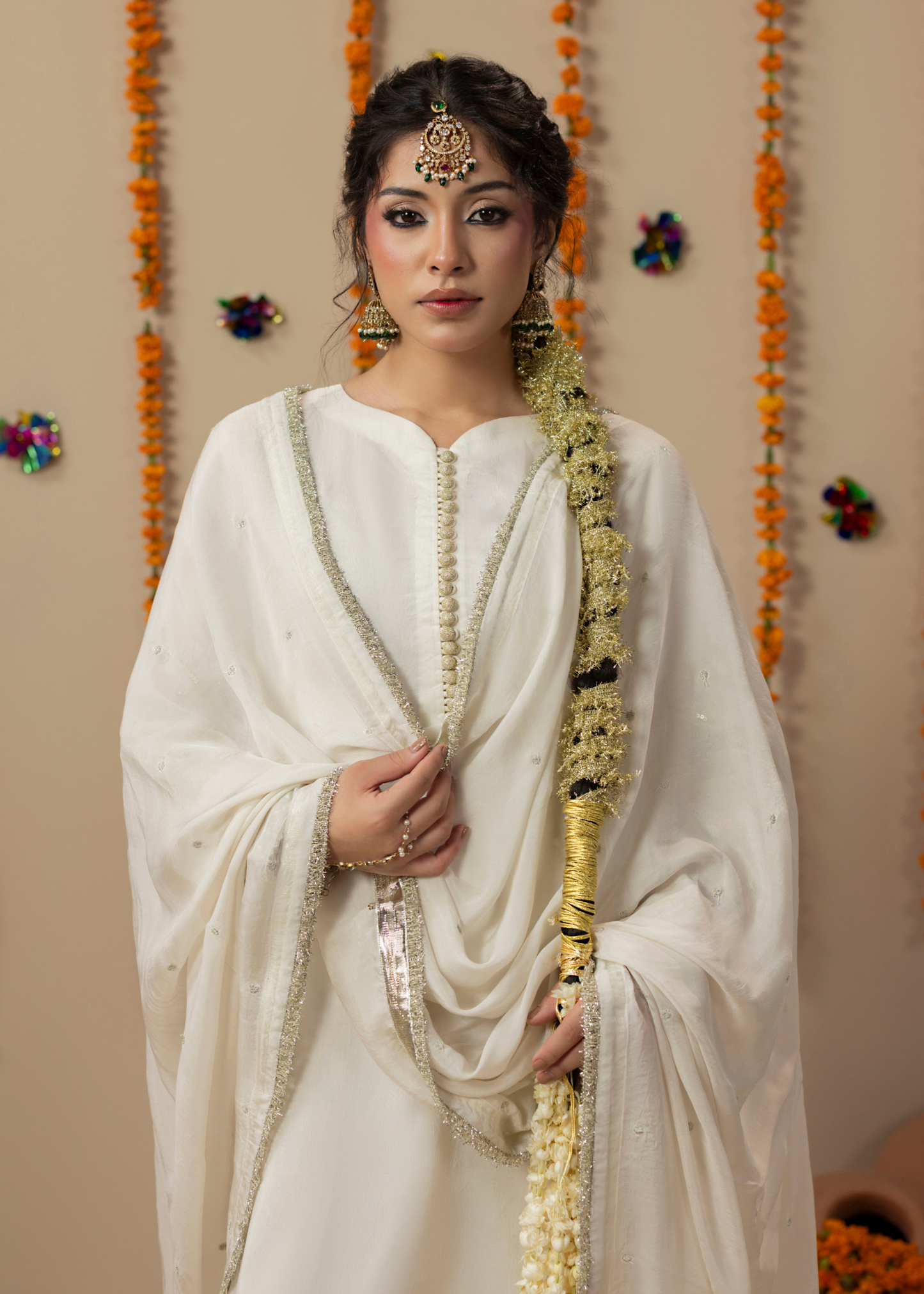 Pakistani Designer Off-White Silk Wedding Outfit Online in KSA Riyadh Saudi Arabia Oman Bahrain Qatar