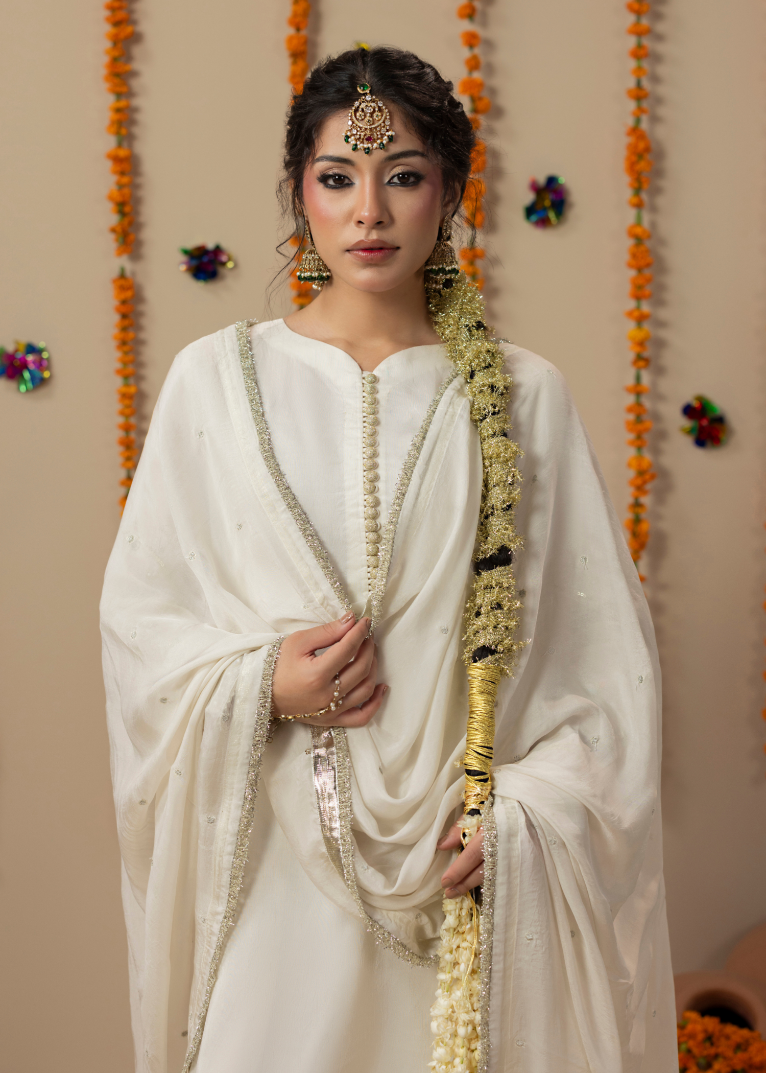Pakistani Designer Off-White Silk Wedding Outfit Online in KSA Riyadh Saudi Arabia Oman Bahrain Qatar