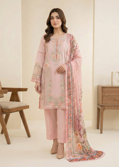 Pakistani Designer Pale Pink Lawn Salwar Kameez Online in KSA Riyadh Saudi Arabia Oman Bahrain Qatar