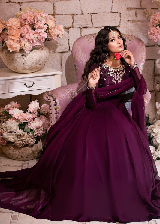 Pakistani Designer Pansy Chiffon Pishwas Gharara Online in KSA Riyadh Saudi Arabia Oman Bahrain Qatar