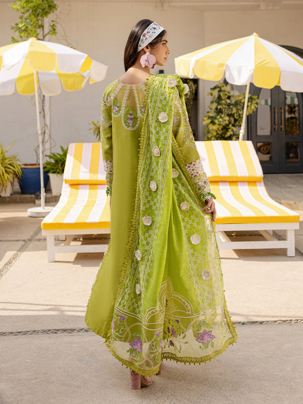 Pakistani Designer Parrot Green Lawn Salwar Kameez Online in KSA Riyadh Saudi Arabia Oman Bahrain Qatar