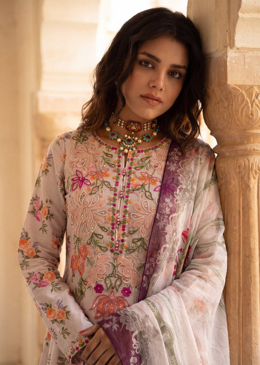 Pakistani Designer Pastel Pink Lawn Salwar Kameez Online in KSA Riyadh Saudi Arabia Oman Bahrain Qatar