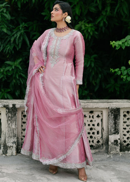 Pakistani Designer Pastel Pink Peshwas Salwar Kameez Online in KSA Riyadh Saudi Arabia Oman Bahrain Qatar