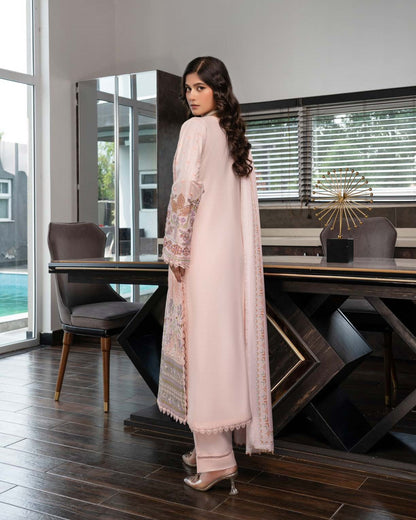 Pakistani Designer Peach Dhanak Shalwar Kameez Online in KSA Riyadh Saudi Arabia Oman Bahrain Qatar
