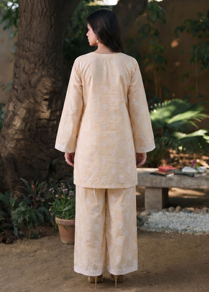 Pakistani Designer Peach Orange Lawn Salwar Kameez Online in KSA Riyadh Saudi Arabia Oman Bahrain Qatar