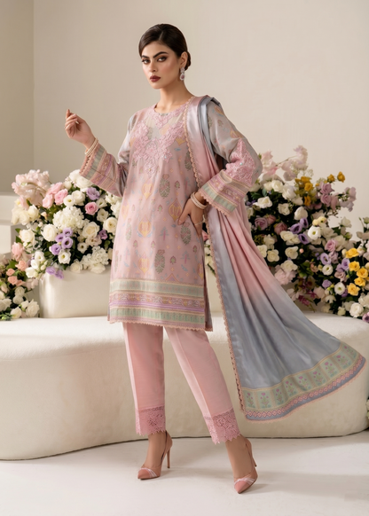 Pakistani Designer Peach Raw Silk Salwar Kameez Online in KSA Riyadh Saudi Arabia Oman Bahrain Qatar