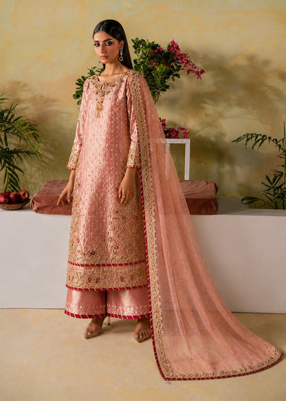Pakistani Designer Pink Banarasi Embroidered Suit Online in KSA Riyadh Saudi Arabia Oman Bahrain Qatar