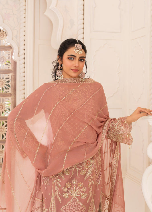 Pakistani Designer Pink Chiffon Salwar Kameez Online in KSA Riyadh Saudi Arabia Oman Bahrain Qatar