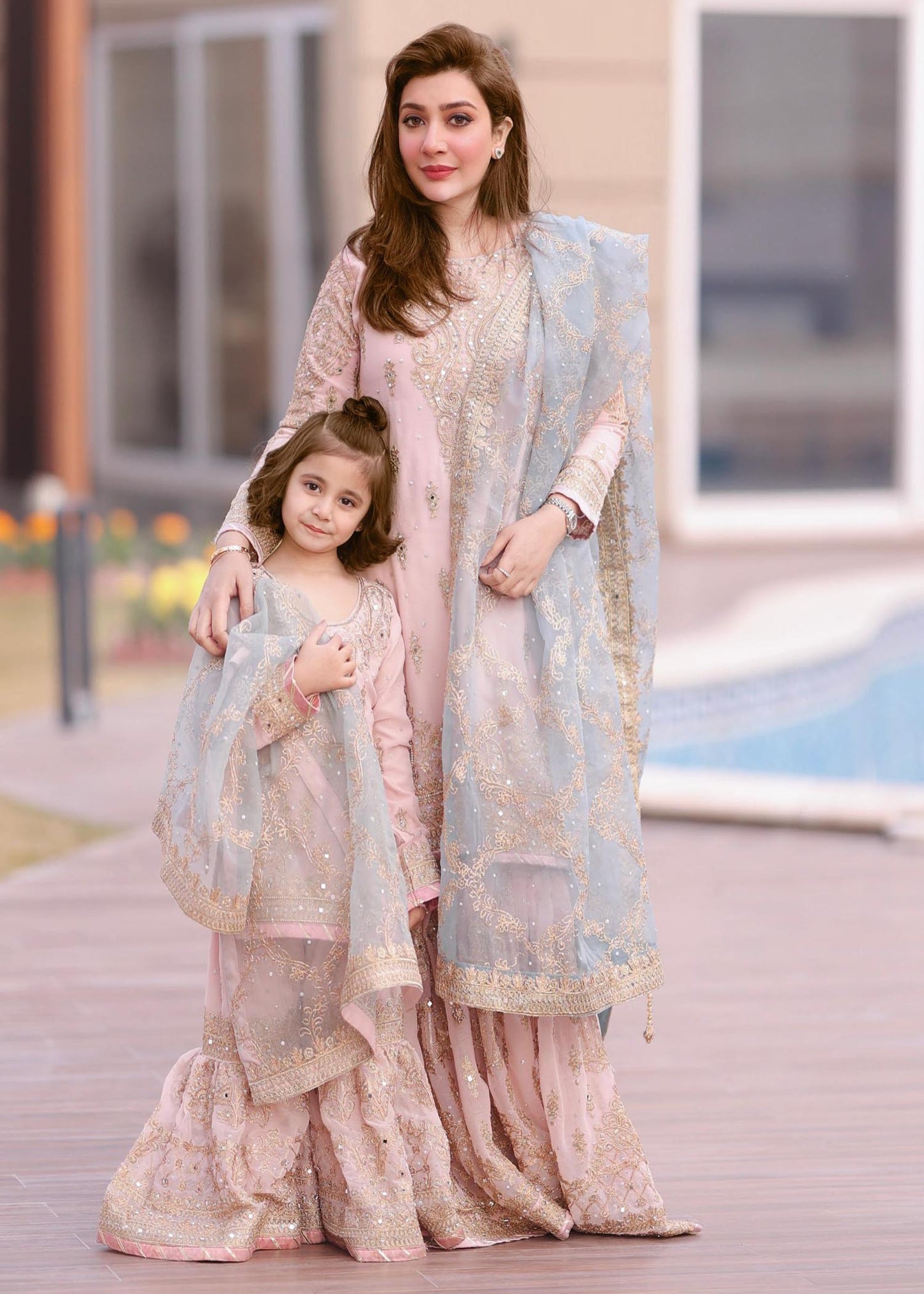 Pakistani Designer Pink Chiffon Salwar Kameez Online in KSA Riyadh Saudi Arabia Oman Bahrain Qatar