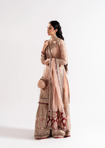 Pakistani Designer Pink Chiffon Sharara Gharara Online in KSA Riyadh Saudi Arabia Oman Bahrain Qatar