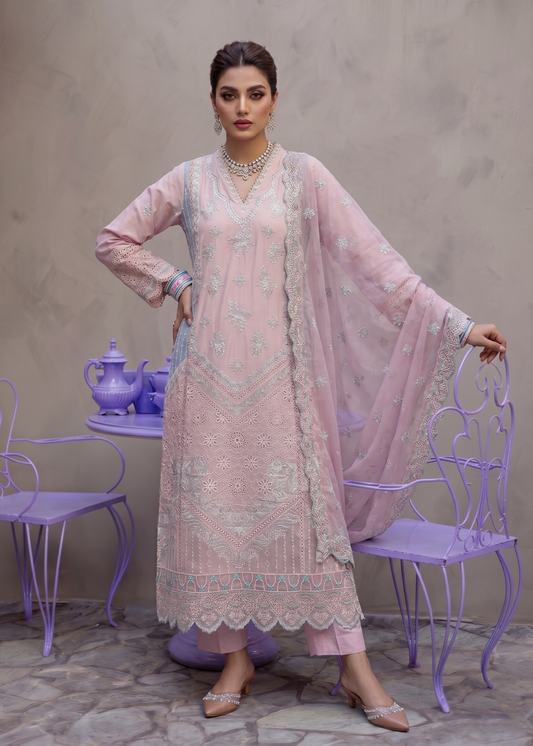 Pakistani Designer Pink Cotton Salwar Kameez Online in KSA Riyadh Saudi Arabia Oman Bahrain Qatar