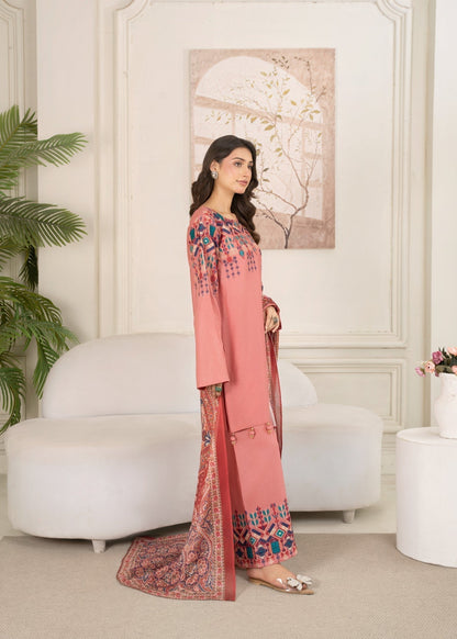 Pakistani Designer Pink Cotton Salwar Kameez Online in KSA Riyadh Saudi Arabia Oman Bahrain Qatar