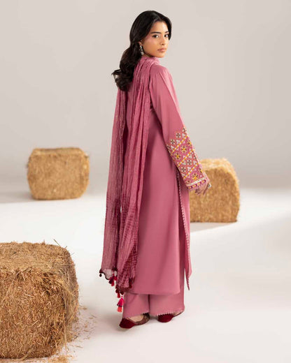 Pakistani Designer Pink Cotton Salwar Kameez with Bag Online in KSA Riyadh Saudi Arabia Oman Bahrain Qatar