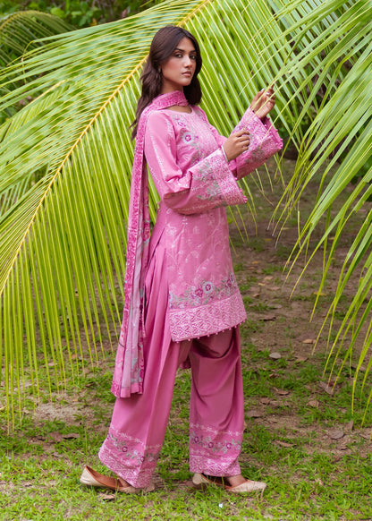 Pakistani Designer Pink Embroidered Lawn Suit Online in KSA Riyadh Saudi Arabia Oman Bahrain Qatar