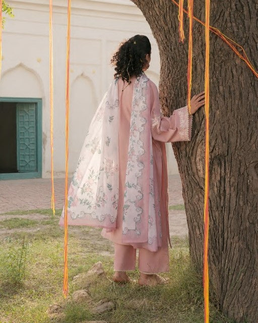 Pakistani Designer Pink Embroidered Lawn Suit Online in KSA Riyadh Saudi Arabia Oman Bahrain Qatar