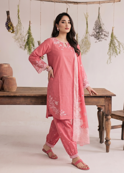 Pakistani Designer Pink Embroidered Lawn Suit Online in Sri Lanka India Australia