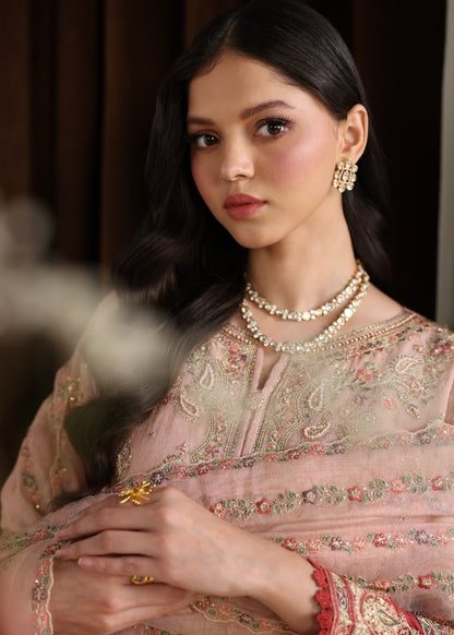 Pakistani Designer Pink Khaddi Net Salwar Kameez Online in KSA Riyadh Saudi Arabia Oman Bahrain Qatar