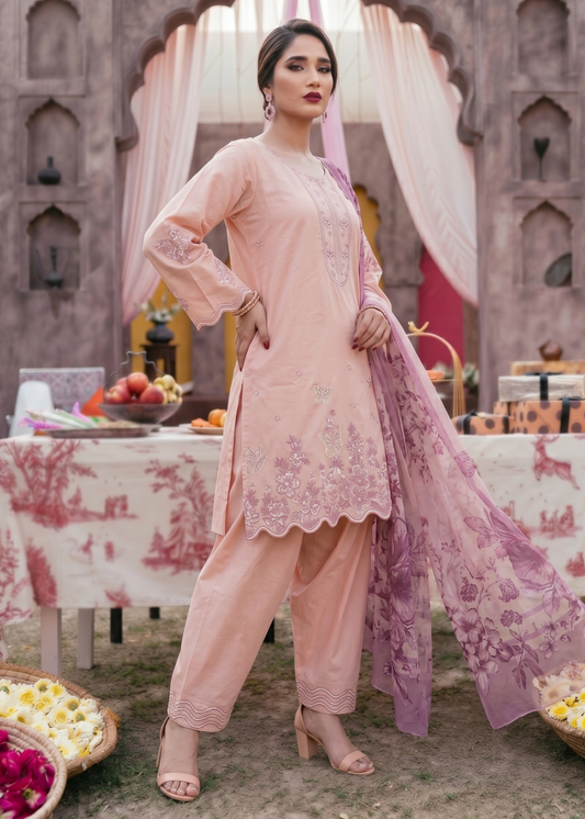 Pakistani Designer Pink Lawn Embroidered Suit Online in KSA Riyadh Saudi Arabia Oman Bahrain Qatar