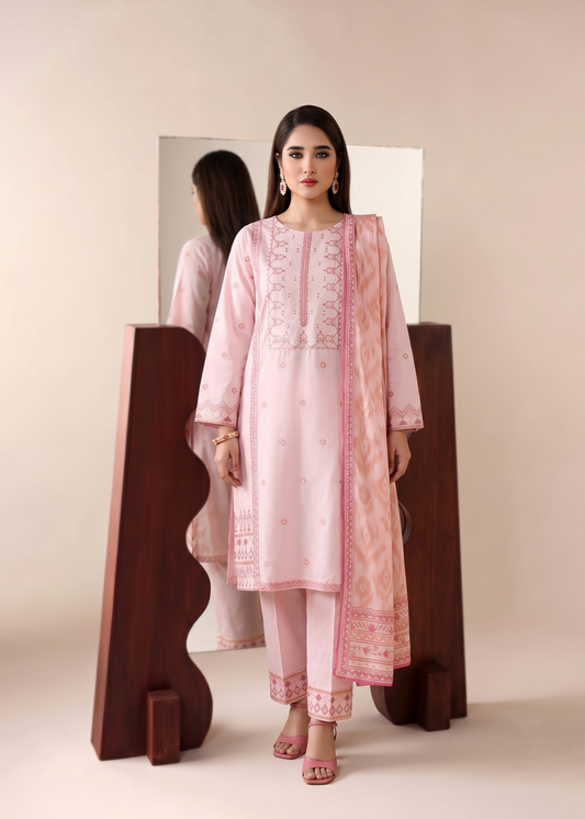 Pakistani Designer Pink Lawn Salwar Kameez Online in KSA Riyadh Saudi Arabia Oman Bahrain Qatar