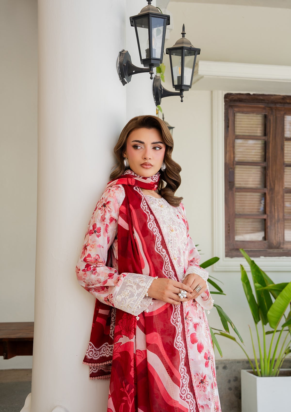 Pakistani Designer Pink Lawn Suit Online in KSA Riyadh Saudi Arabia Oman Bahrain Qatar