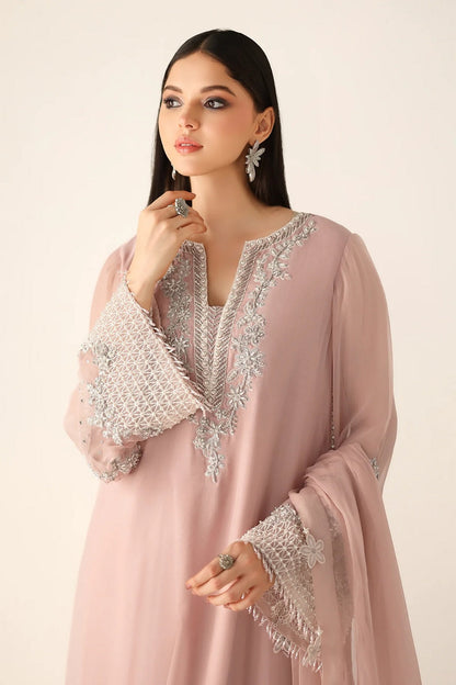 Pakistani Designer Pink Orange Chiffon Salwar Kameez Online in KSA Riyadh Saudi Arabia Oman Bahrain Qatar