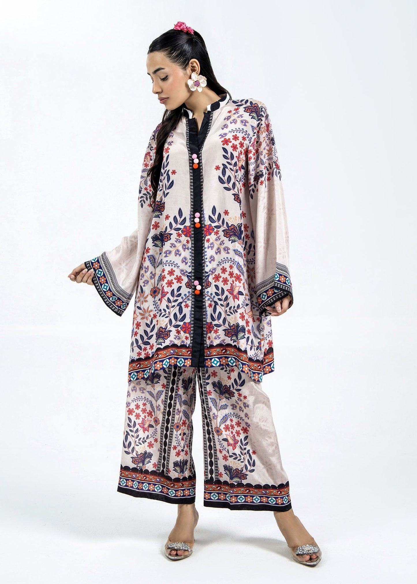 Pakistani Designer Pink Raw Silk Kurta Set Online in Sri Lanka India Australia