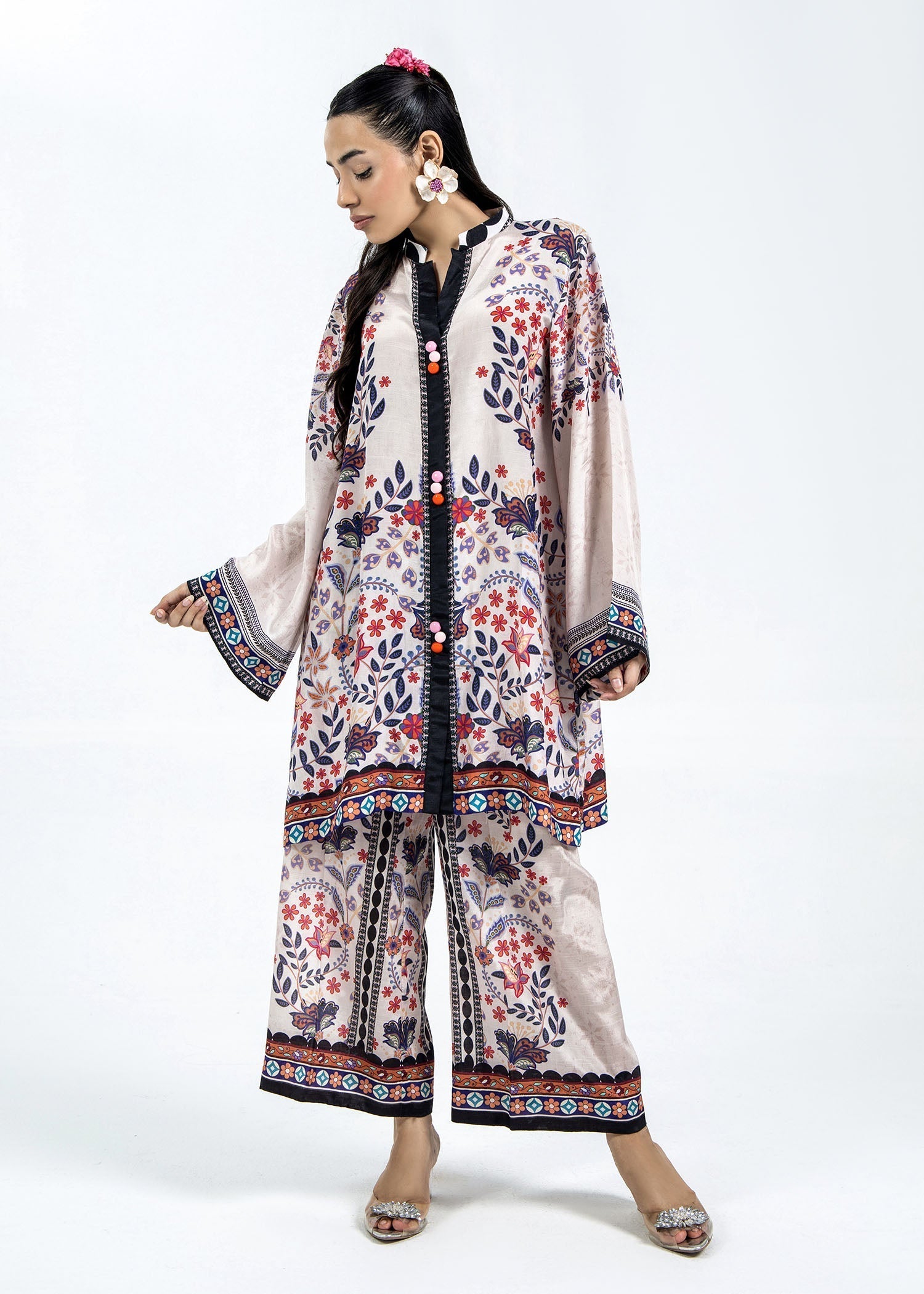 Pakistani Designer Pink Raw Silk Kurta Set Online in Sri Lanka India Australia