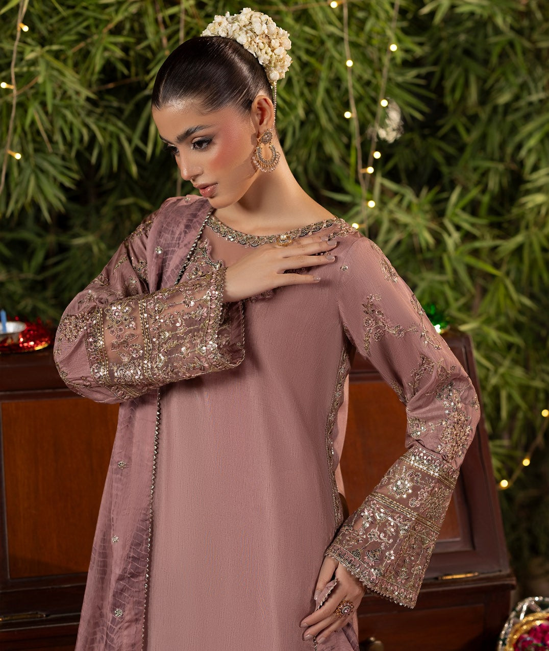 Pakistani Designer Pink Silk Salwar Suit Online in KSA Riyadh Saudi Arabia Oman Bahrain Qatar
