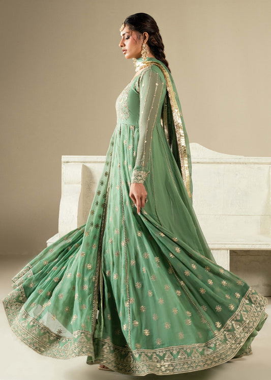 Pakistani Designer Pistachio Chiffon Salwar Kameez Online in KSA Riyadh Saudi Arabia Oman Bahrain Qatar