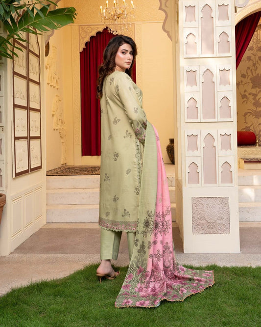 Pakistani Designer Pistachio Dhanak Salwar Kameez Online in KSA Riyadh Saudi Arabia Oman Bahrain Qatar