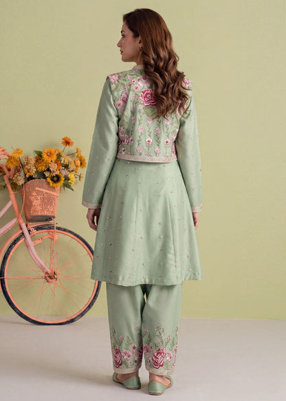Pakistani Designer Pistachio Green Dhanak Salwar Kameez Online in KSA Riyadh Saudi Arabia Oman Bahrain Qatar