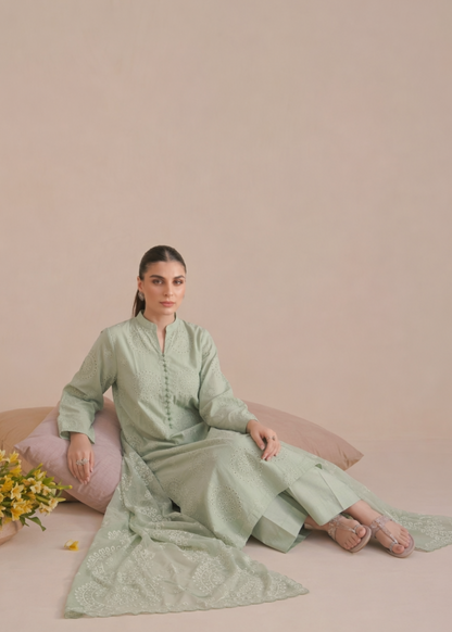 Pakistani Designer Pistachio Lawn Kurta Set Online in KSA Riyadh Saudi Arabia Oman Bahrain Qatar