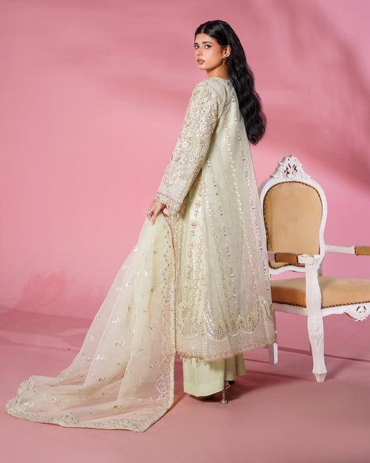 Pakistani Designer Pistachio Organza Suit Online in KSA Riyadh Saudi Arabia Oman Bahrain Qatar